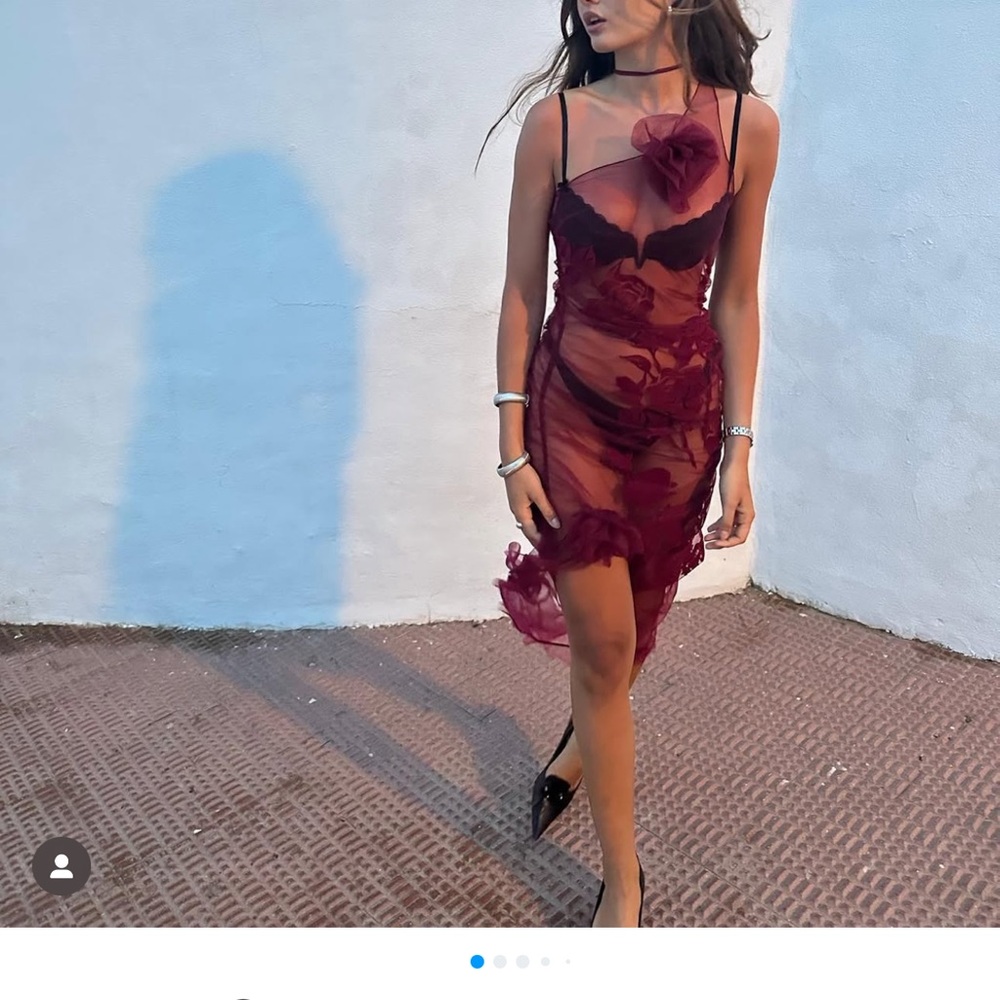 House of Sunny Red Asymmetrical Slip Dress
